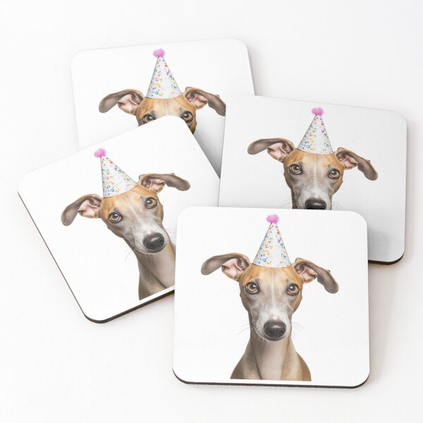 Item preview, Cute Whippet dog with Party Hat Birthday Celebration designed and sold by LazyOwlStore.