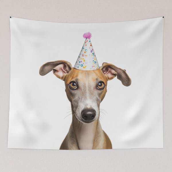 Item preview, Lindo perro whippet con sombrero de fiesta para celebrar su cumpleaños designed and sold by LazyOwlStore.
