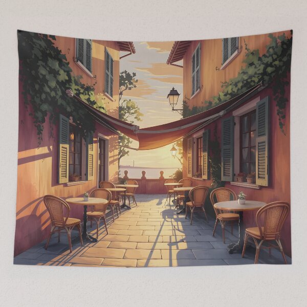 Item preview, Tarragona Old Town: Sunset Café in Stone Plaza designed and sold by LSVart.