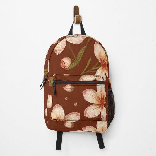 Item preview, Flowers and leaves with droplets on brown designed and sold by tetibright.