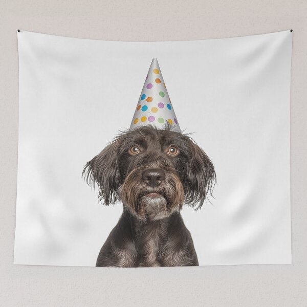 Item preview, Cute Wirehaired Pointing Griffon dog with Party Hat Birthday Celebration designed and sold by LazyOwlStore.