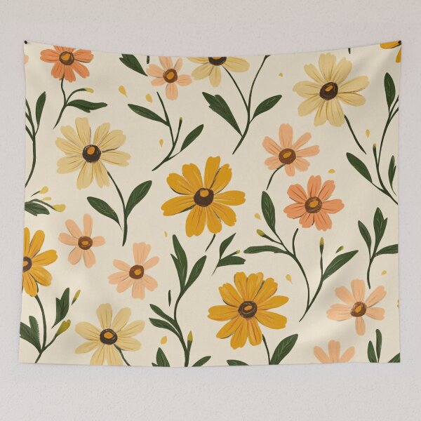 Item preview, Colorful seamless floral pattern - whimsigoth cottagecore orange blue yellow  designed and sold by cocomelon168.