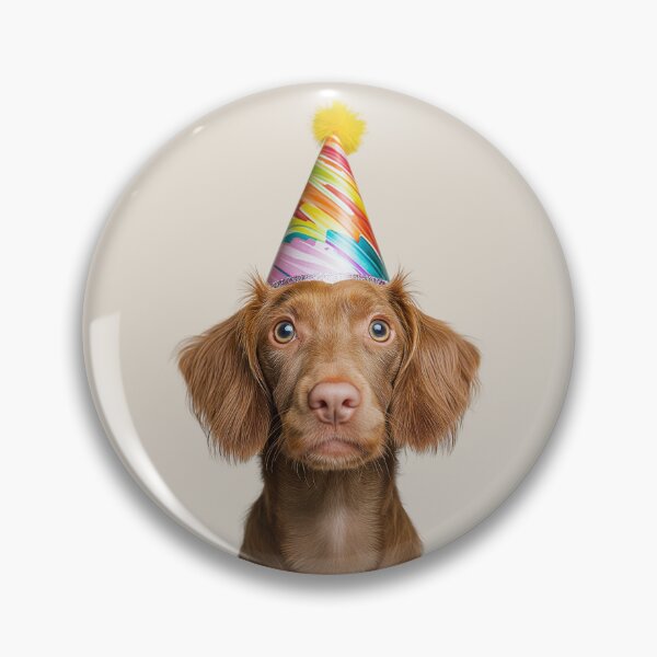 Item preview, Cute Wirehaired Vizsla dog with Party Hat Birthday Celebration designed and sold by LazyOwlStore.