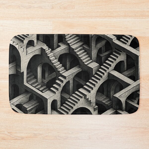 Item preview, Endless Escher-Inspired Staircase | High-Detail Optical Illusion Vector Art in 4K designed and sold by WAUZ.