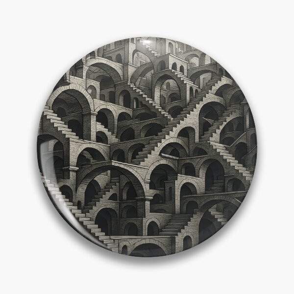 Item preview, Infinite Illusion City – Ultra Detailed M.C. Escher Style Optical Maze | Black & White Impossible Architecture Vector Art designed and sold by WAUZ.