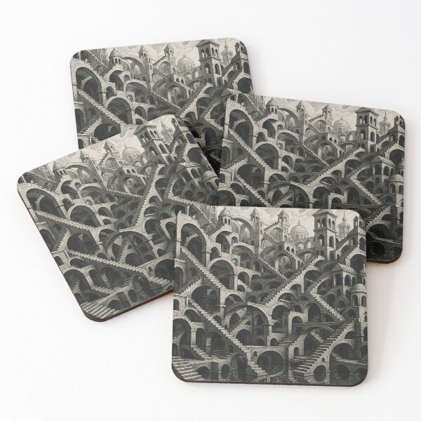 Item preview, Infinite Illusion City – Ultra Detailed M.C. Escher Style Optical Maze | Black & White Impossible Architecture Vector Art designed and sold by WAUZ.