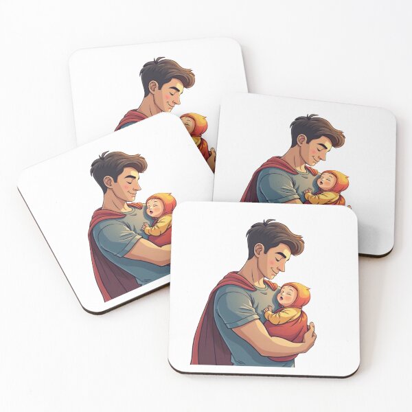 Item preview, Heartwarming Superhero Dad Cradling Newborn in Soft Pastel Cape designed and sold by ebocraft.