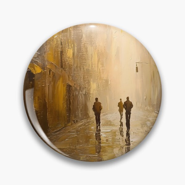 Item preview, Foggy Urban Street Scene – Impressionist Oil Painting of Figures in City designed and sold by Blurbean.