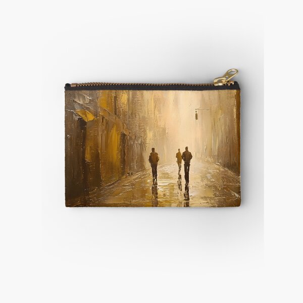 Item preview, Foggy Urban Street Scene – Impressionist Oil Painting of Figures in City designed and sold by Blurbean.