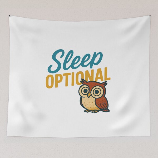 Item preview, Sleep Optional Owl Illustration - Funny Motivational Wall Art for Bedroom or Office designed and sold by Blurbean.