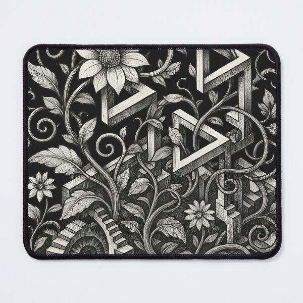 Item preview, Infinity Bloom – Surreal Geometric Garden in M.C. Escher Style | Botanical Optical Illusion Vector Art designed and sold by WAUZ.