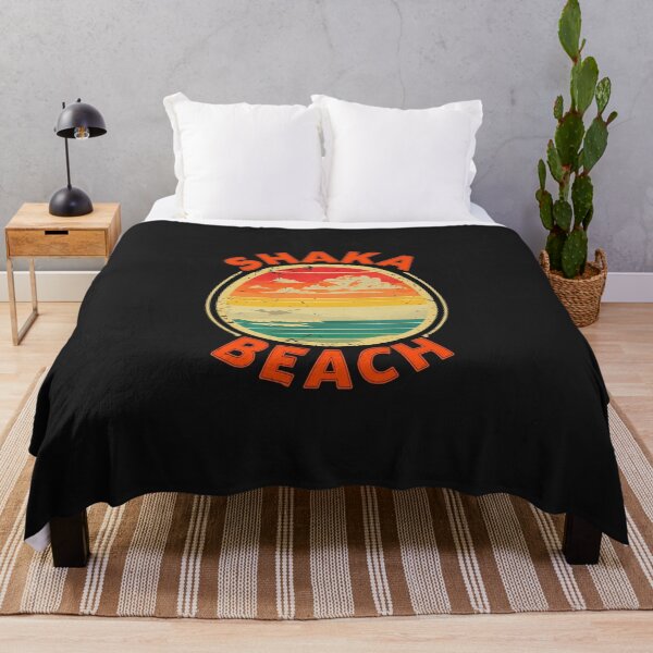 Item preview, Vintage Shaka Beach Scene Graphic with Retro Color Stripes designed and sold by niclothing.