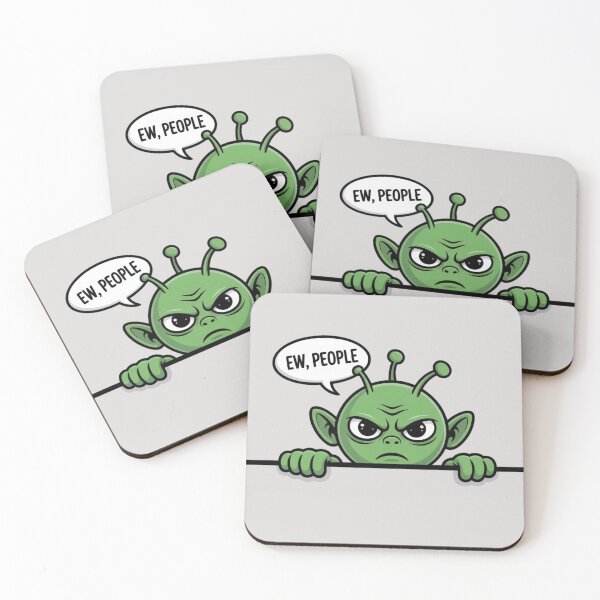 Item preview, a green alien with an annoyed expression - eww, people designed and sold by 123ks.
