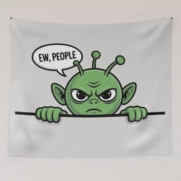 Item preview, a green alien with an annoyed expression - eww, people designed and sold by 123ks.