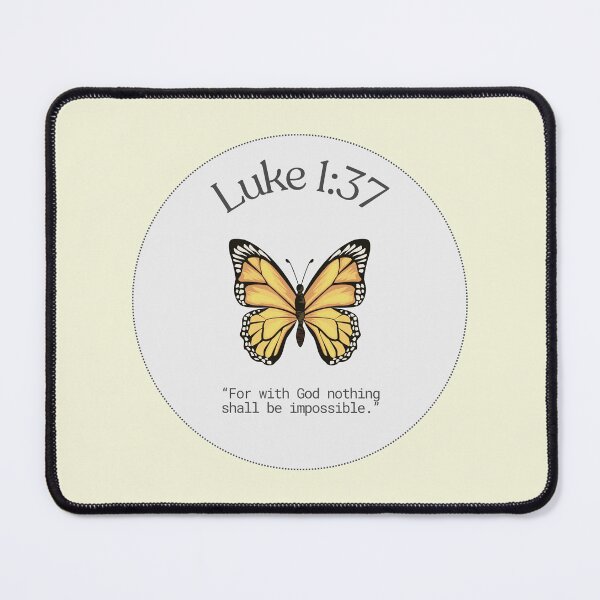 Item preview, Luke 1:37 Yellow Butterfly Bible Verse designed and sold by bywellversed.