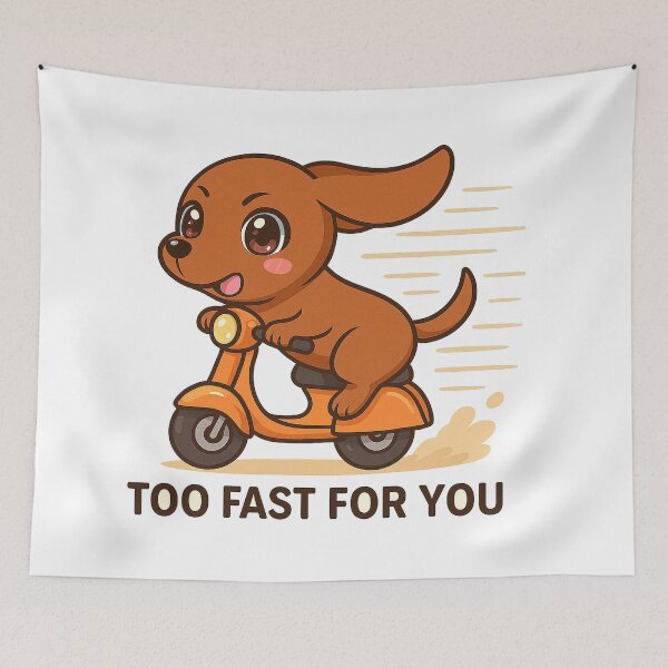 Item preview, Too Fast For You - Cute Kawaii Dog on Scooter designed and sold by Asbiell.