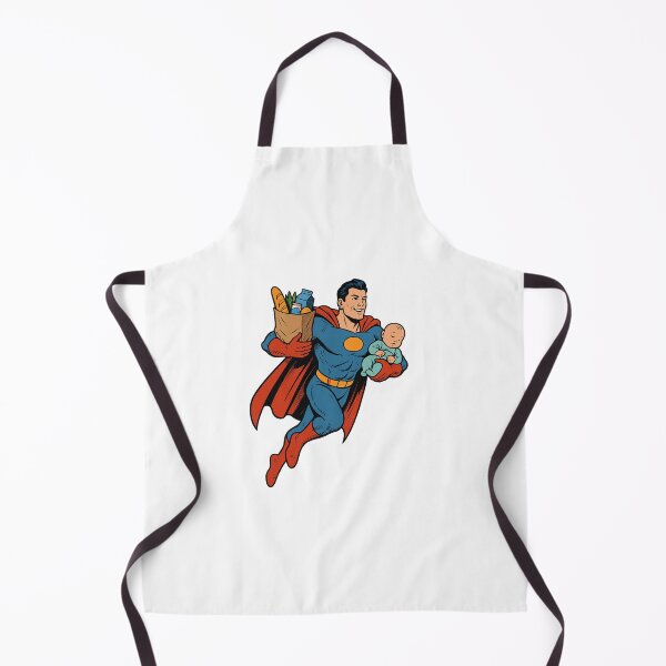 Item preview, Superhero Dad Flying with Groceries and Baby – Comic Style Art designed and sold by ebocraft.