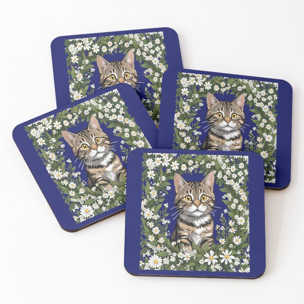 Item preview, Tabby Cat And Massachusetts Mayflowers 1 designed and sold by taiche.