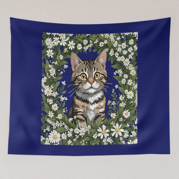 Item preview, Tabby Cat And Massachusetts Mayflowers 1 designed and sold by taiche.