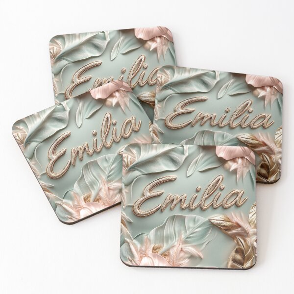 Item preview, Emilia Name Floral Design - Pink Gold Sage Luxury Botanical Art designed and sold by midmonty.