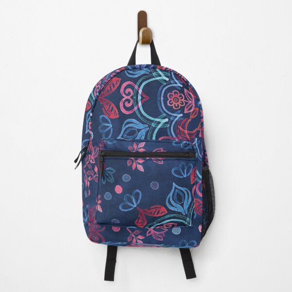Item preview, Cherry Red & Navy Blue Watercolor Floral Pattern designed and sold by micklyn.