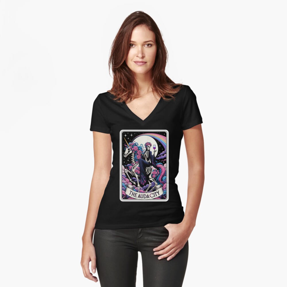 Item preview, Fitted V-Neck T-Shirt designed and sold by foxelle84.