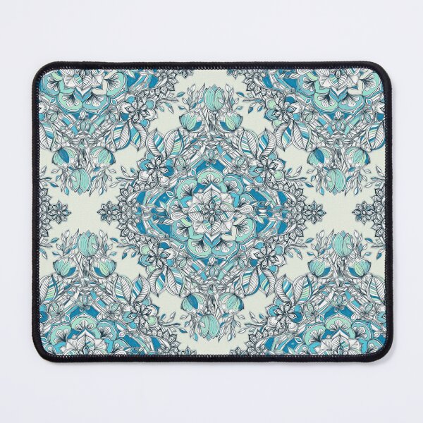 Item preview, Floral Diamond Doodle in Teal and Turquoise designed and sold by micklyn.