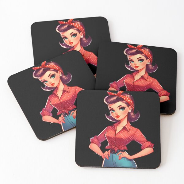 Item preview, Stylized Rockabilly Girl Illustration – Retro 50s Pin-Up Art in Bold Vintage Colors  designed and sold by  Ojo de Lilith.