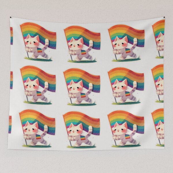 Item preview, Rainbow flag cat designed and sold by MendaciousMina.