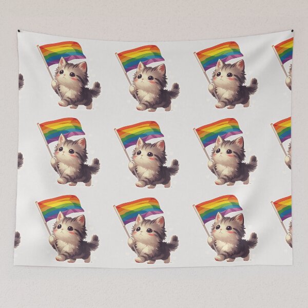 Item preview, Rainbow flag cat designed and sold by MendaciousMina.