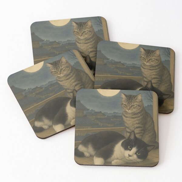 Item preview, Moonlit Paws: Tranquility in Edo designed and sold by Zen Cat Studio.