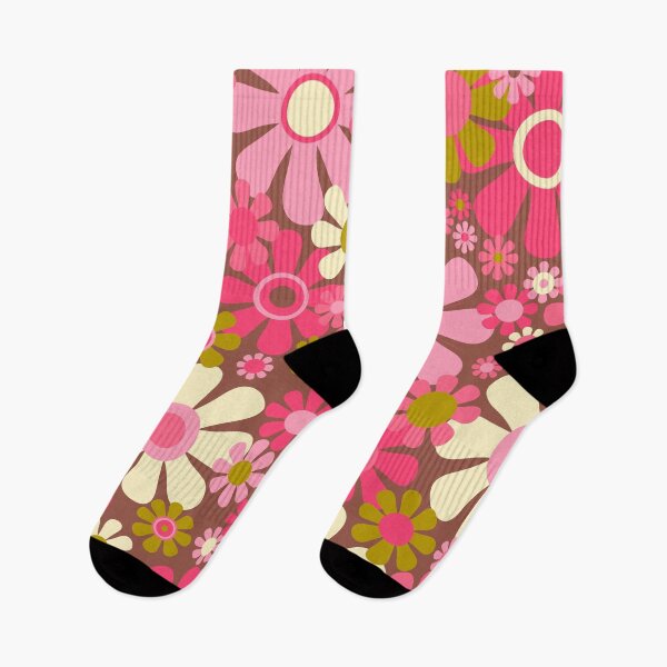 Item preview, Groovy Retro Floral Garden 60s 70s Pattern in Pink Avocado Brown 2 designed and sold by kierkegaard.