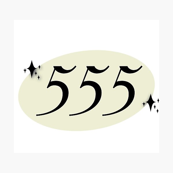 Item preview, 555 Oval Black and White Angel Number designed and sold by RosesVisuals.