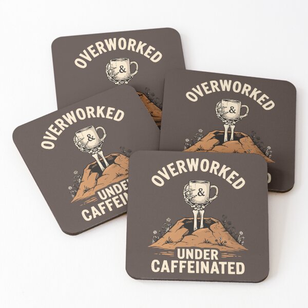 Item preview, Overworked and Under Caffeinated – Skeleton Coffee Lover designed and sold by pixelated_echoes.
