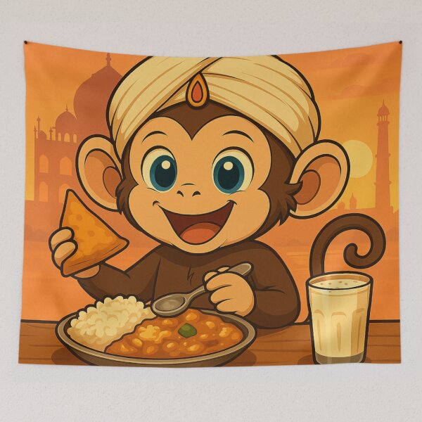 Item preview, A monkey savoring curry in India designed and sold by SammyMorry.