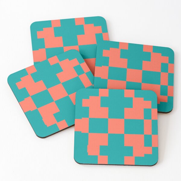 Item preview, Retro Squares in Teal and Coral designed and sold by Owcomm.