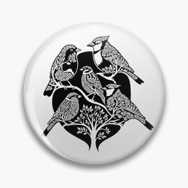 Item preview, Intricate Black and White Birds on Branches designed and sold by Owcomm.