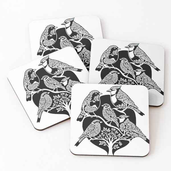 Item preview, Intricate Black and White Birds on Branches designed and sold by Owcomm.