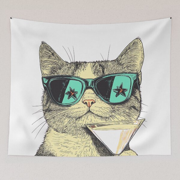 Item preview, ool Cat with Style Glass designed and sold by NEXORA DESIGNS.