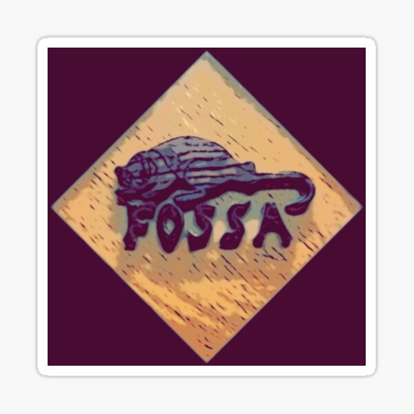 Item preview, Madagascan Fossa Intarsia with Black Background Red Letters designed and sold by Jonathan's Nature Crafts.