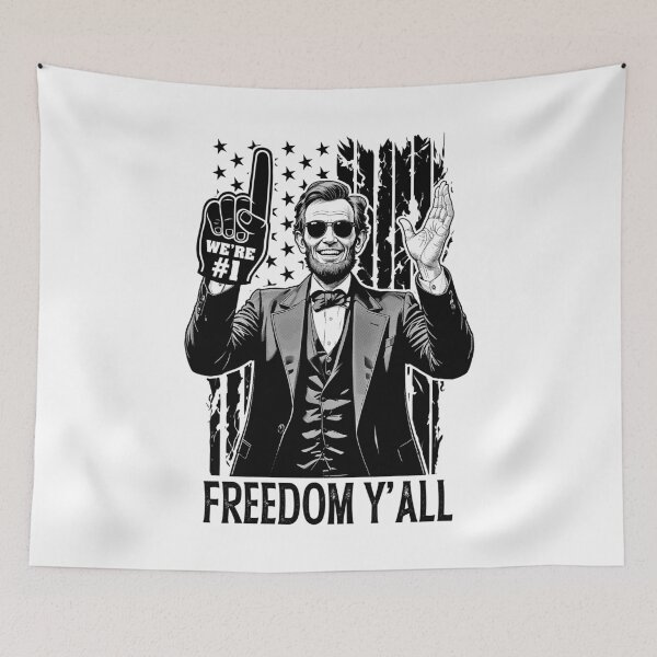 Item preview, Abraham Lincoln 4th Of July Freedom Y'All Foam Finger Flag designed and sold by GrandeDuc.