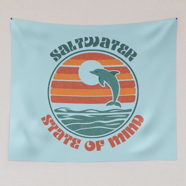 Item preview, Saltwater State of Mind Dolphin Retro Sunset designed and sold by Sturdust.