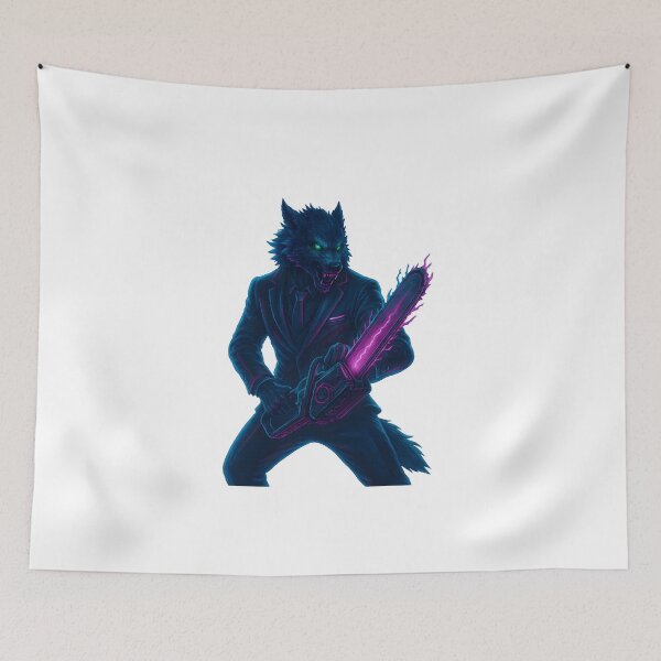 Item preview, Neon Werewolf in Suit with Plasma Chainsaw designed and sold by WolfPixelRo.
