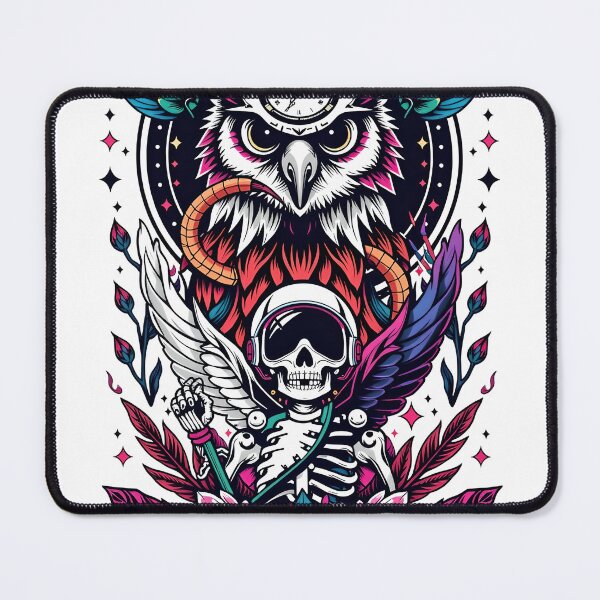 Item preview, Cosmic Rebirth – Winged Skeleton & Time Owl Visionary Art designed and sold by Field-23.