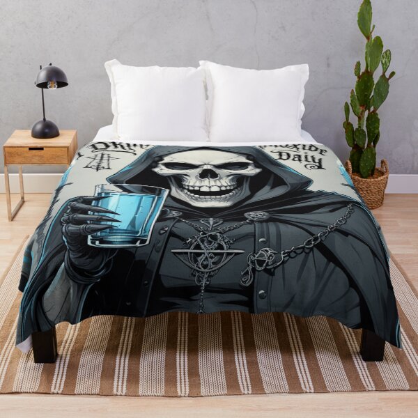 Item preview, a skeleton in a hooded cloak holding a glass of dihydrogen monoxide (water), designed and sold by Svetlanhcik.