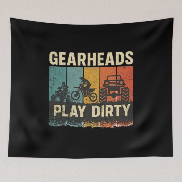 Item preview, Gear Heads Play Dirty Funny Dirt Racing 4x4 ATV Dirt Bike Motocross Mud Truck Off Road designed and sold by CarantinedChaos.