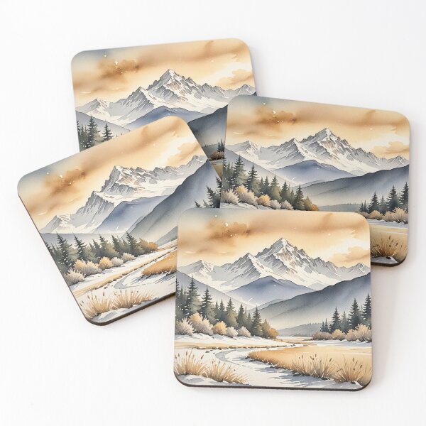 Item preview, Mountain Watercolor Scene With Snow designed and sold by Maria Dryfhout.