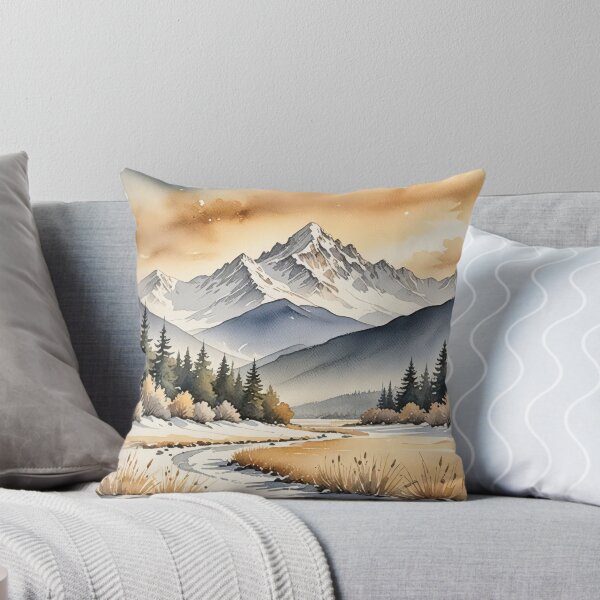Item preview, Mountain Watercolor Scene With Snow designed and sold by Maria Dryfhout.