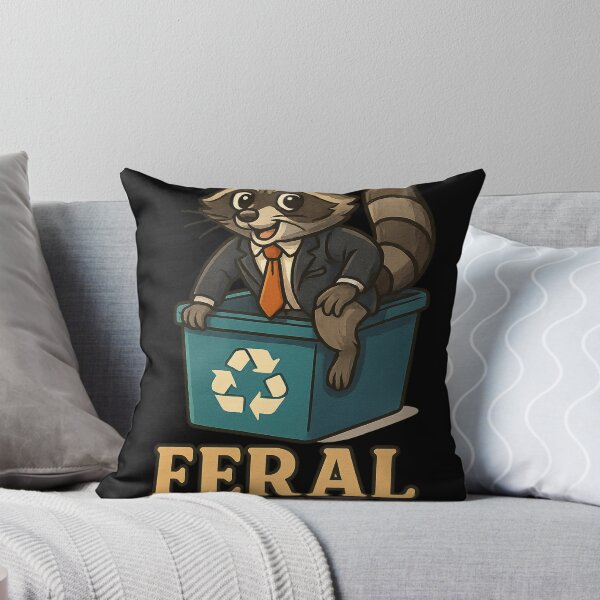 Item preview, Feral but Functional – Business Raccoon Climbing from Recycling Bin designed and sold by TrashCultSupply.