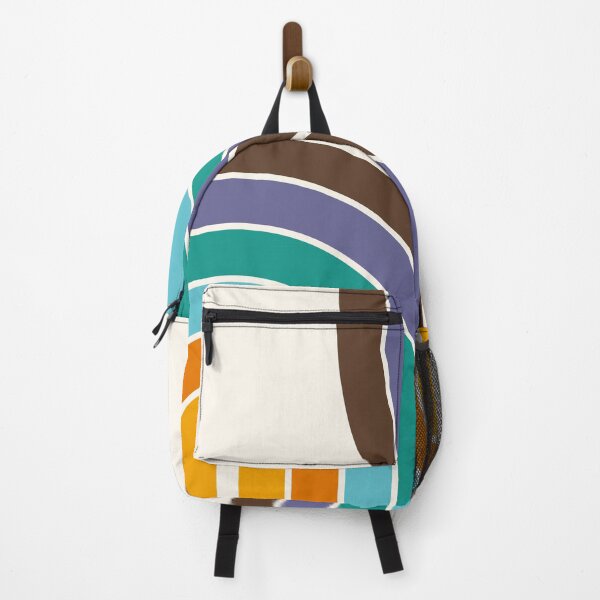 Item preview, Midcentury Modern Geometric Rainbow C16 in Retro Gold Teal Brown Purple designed and sold by nineFlorals.